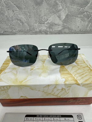 Pre-owned Maui Jim Polarized Sunglasses  Ohai Mj334-02 59.5 19 140 Shiny Black Neutral Grey In Gray