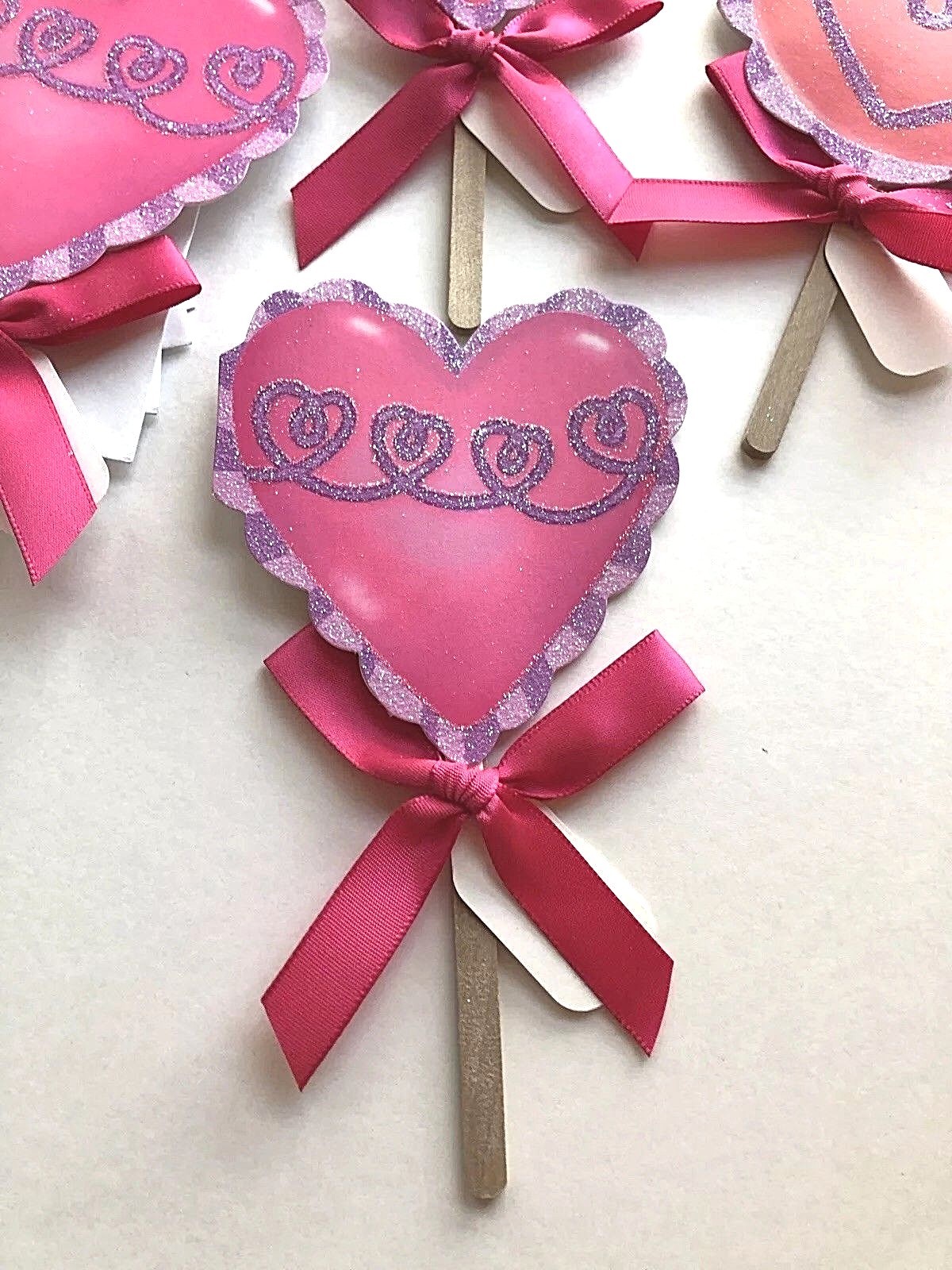 4 New ~ Hallmark ~ For Children ~  Valentine on a Stick  w/ Envelope ~ Set of 4