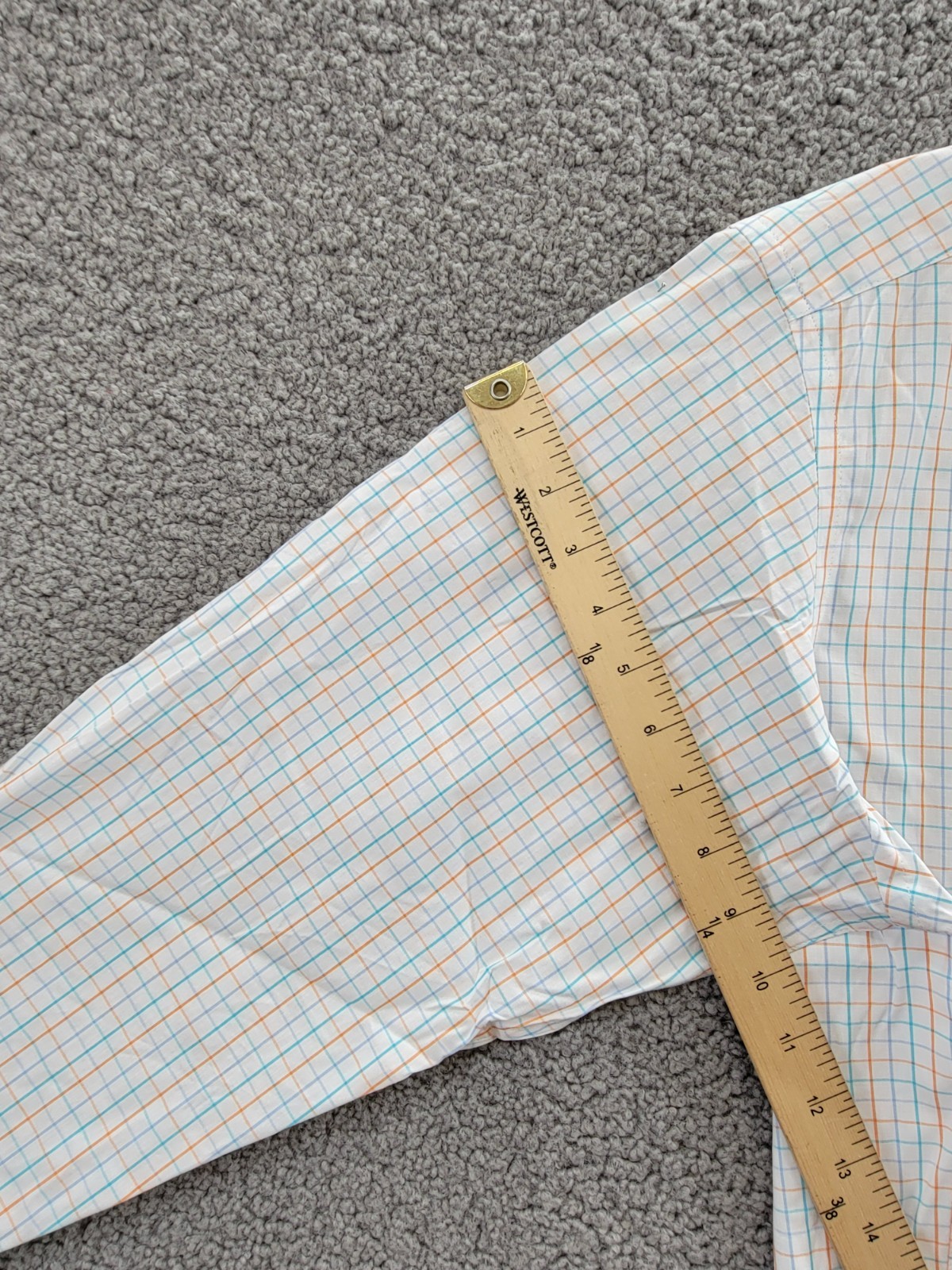 Club Room Regular Fit Performance Dress Shirt Men's 16.5 32-33 Orange/Aqua L/S - Picture 10 of 18