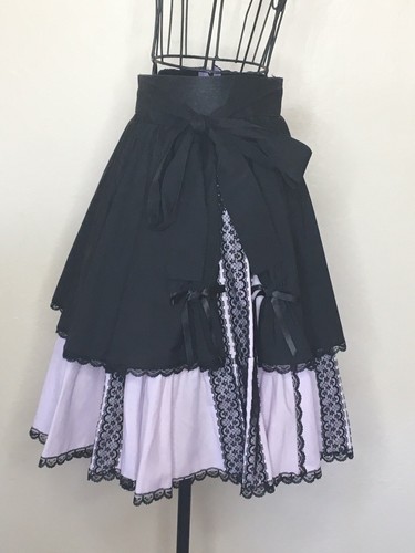 Fashions by Bettye Square Dancing Skirt Layered Lace Bows Purple Black Sz S