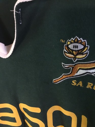 Canterbury South Africa Springboks Union Team Rugby Shirt L Green Sasol Mens Vtg