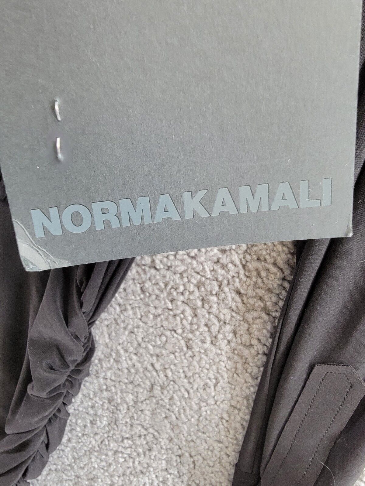 Norma Kamali Shirred Mini Shirt Dress Women's XS/34 Black Collared Pullover L/S - Picture 15 of 16