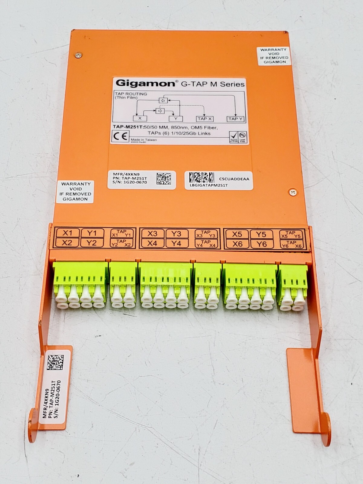 Gigamon G-TAP M Series, TAP-M251T, 4XKN9, 850nm OM5 Fiber, 1