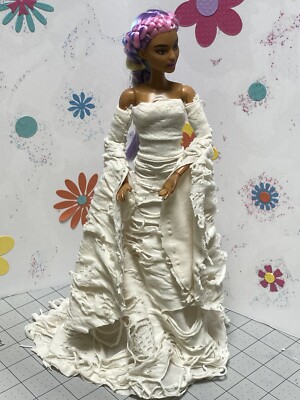 Shredded In White Medieval Style Gown Set For Your 11.5  Fashion Doll