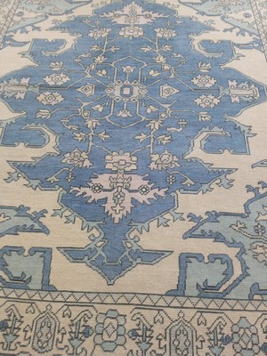Sky Blue with tuch of Beige Oushak Rug Hilton Oushak Rug Oversize hallway rug