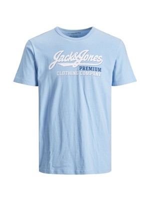 

JACK - JONES Мужская синяя футболка с графическим логотипом классического кроя, Синий, 12189813
