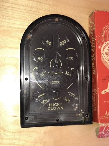 Vintage LUCKY CLOWN Miniature Pinball Game DRIVE-BALL Handheld MCM Toy By HERO