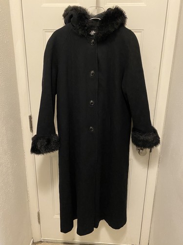 【AAKE】(WOOL) POCKET TEDDY JP JP 1893 Woman's Black Wool Winter Coat Long Size 12 Missy | eBay