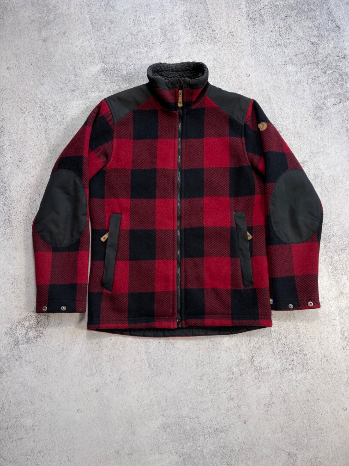 Fjallraven Woodsman Wool Check Jacket Outdoor Sherpa Men's Size S