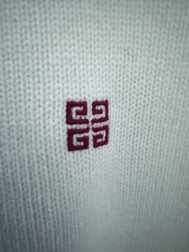 Pre-owned Givenchy $1585  Cold Shoulder Intarsia Wool Cashmere Blend Sweater White Red M