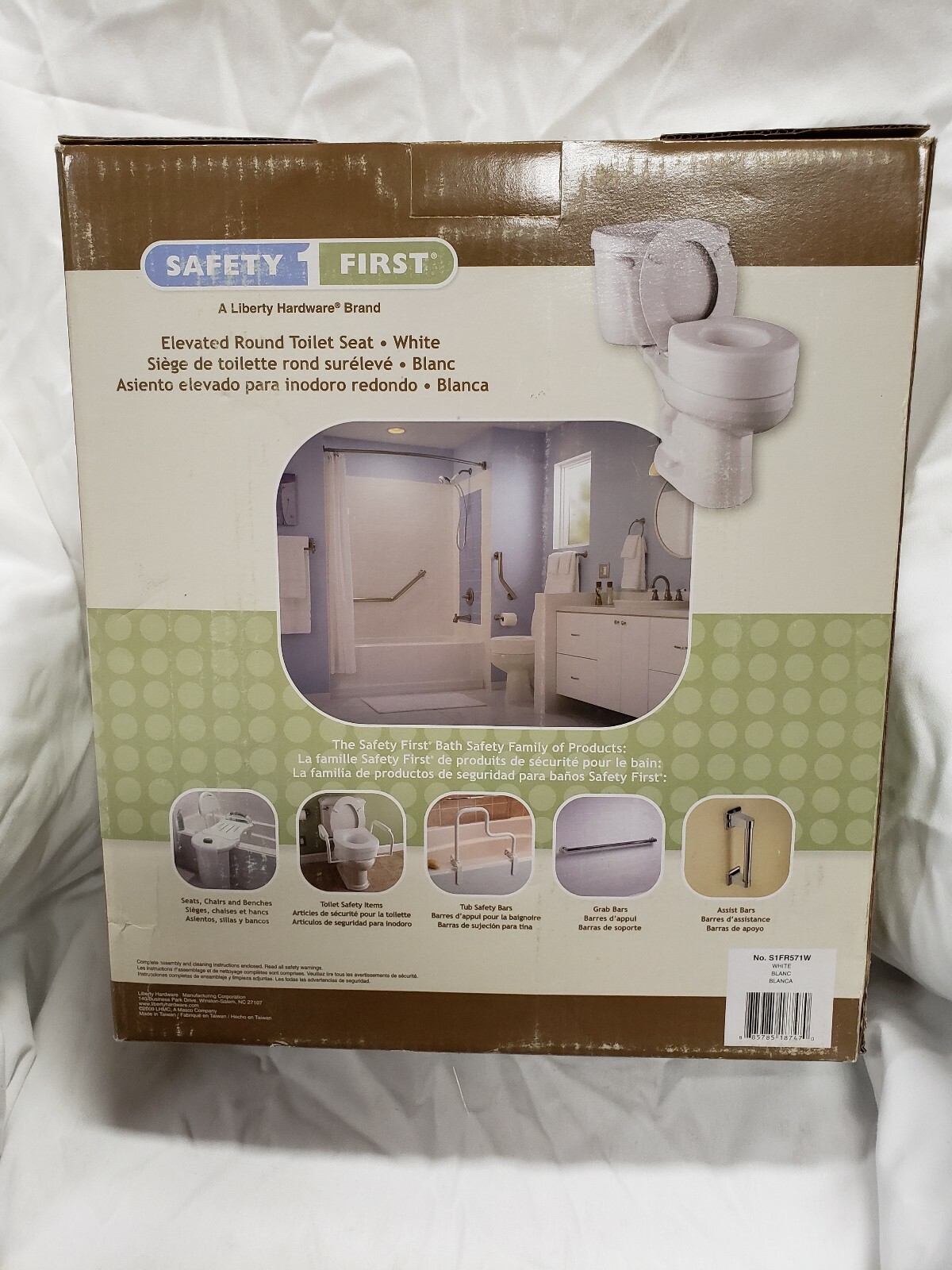 Safety First Elevated Round Toilet Seat White Brand New