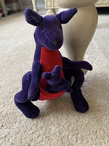 The Manhattan Toy Company Kangaroo & Baby Plush Stuffed Animal 8” 1997 Purple