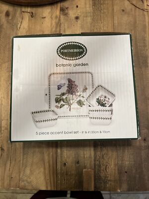 Portmeirion Botanic Garden Collection 5-Piece Accent Bowl Set, Porcelain