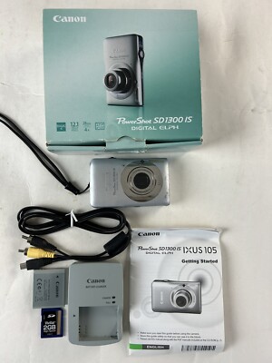 Canon PowerShot Digital ELPH SD1300 IS 12.1 MP Camera 4x Wide Angle Zoom Silver
