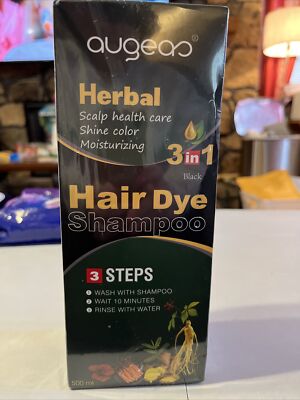 Augeas Herbal 3 In 1 Hair Dye Shampoo 500ml (Black) Exp 2/26
