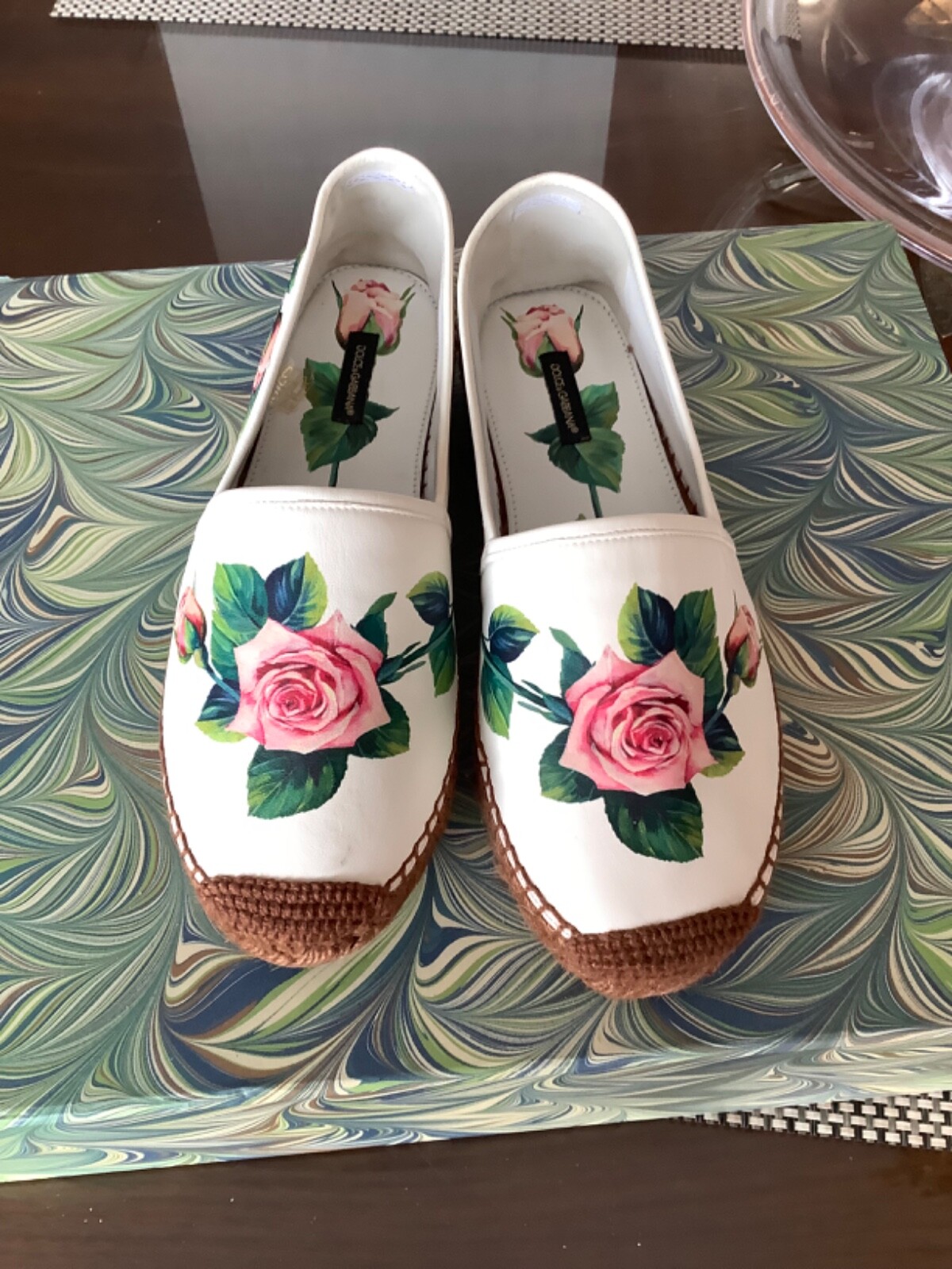 Dolce & Gabbana Flat Rose Printed Espadrilles Shoes Size 40