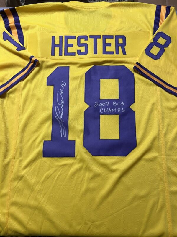 🔥Jacob Hester Signed LSU Jerseys with Photo Proof Gold, Purple, or White 🔥