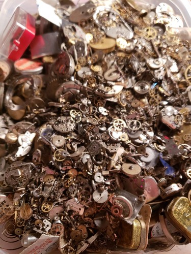 12Lbs Vintage Watch Parts Gears Screws Balances Movements STEAMPUNK PARTS ART