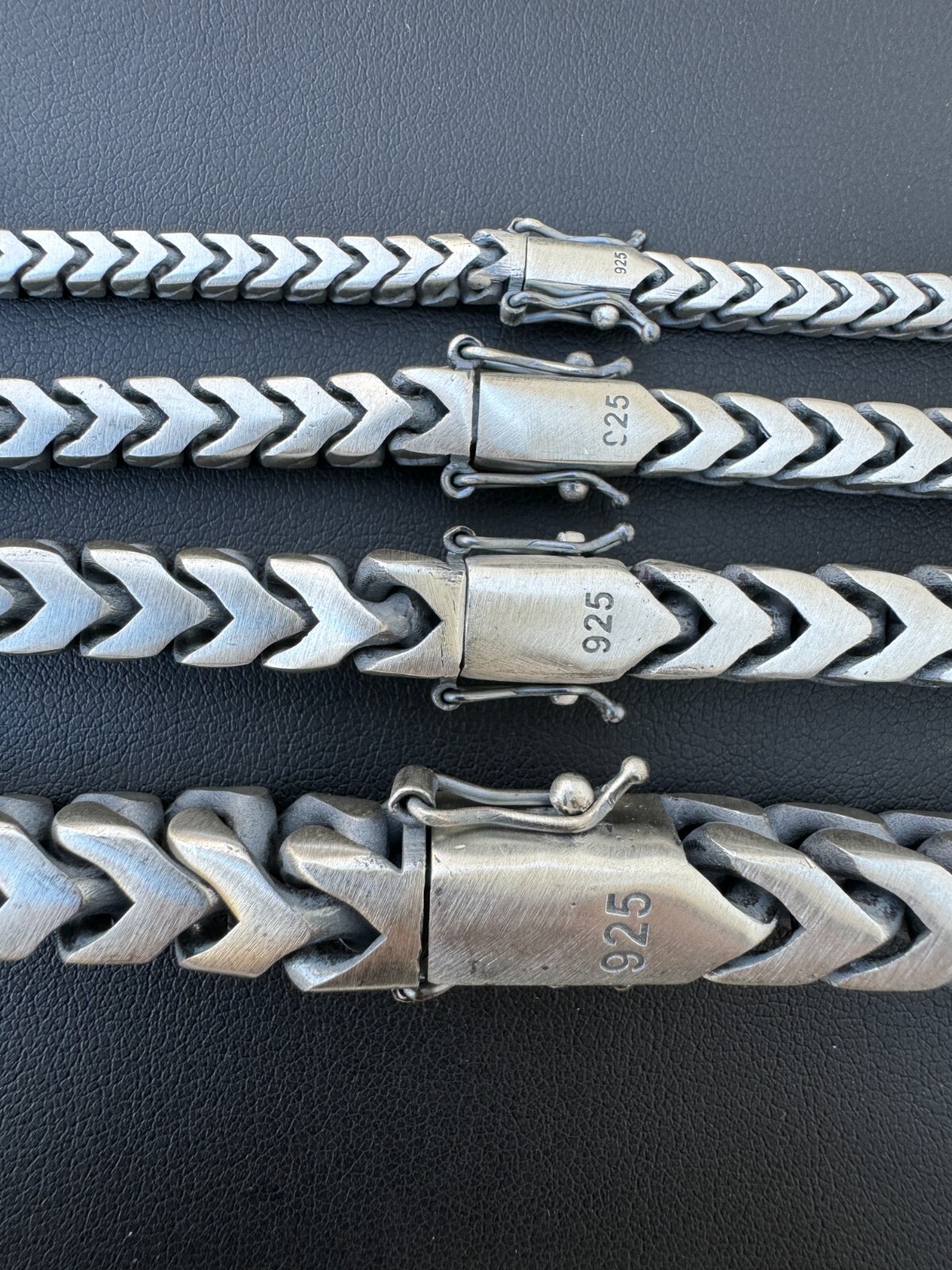 Pre-owned Silver Big 4-10mm Franco Chain Necklace Or Bracelet Oxidized Real 925  Box Clasp