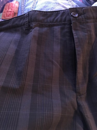 Greg Norman Tasso Elba Size 38 Golf Shorts Plaid Black Cotton Blend Flat Front