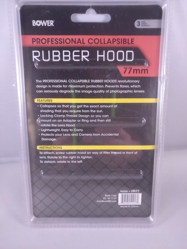 Bower 77mm Collapsible Rubber Lens Hood (Black) For  Photo & Video Camera B1