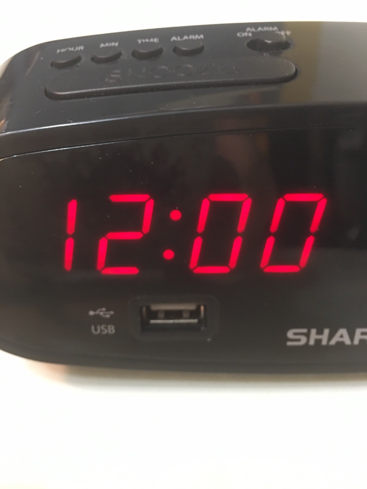 Sharp Bedside Alarm Clock with 1 Rapid Charge USB and 2 AC Outlets Ships from US