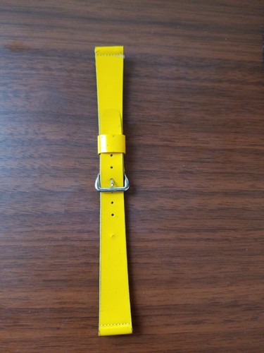 vintage 11MM mid century yellow leather watch strap silver buckle