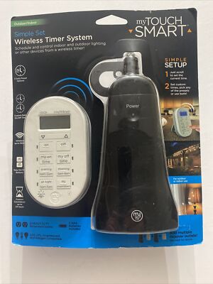 Outdoor Timer with Digital Remote Wireless Programmable Black/White