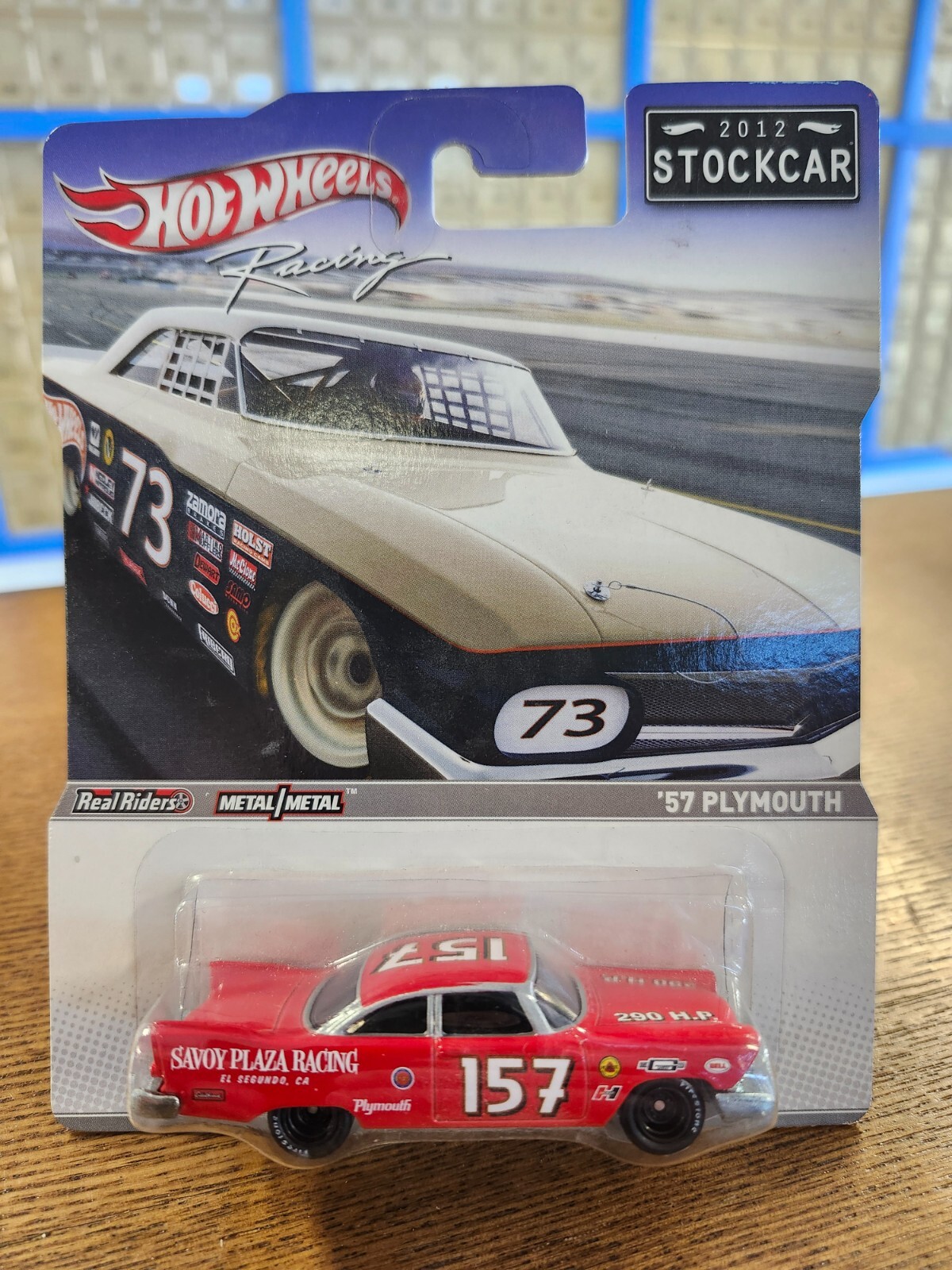 2012 Hot Wheels Stock Car 1957 in red 'Savoy Plaza Racing' w/RR | eBay
