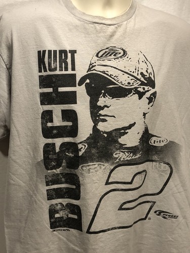 Kurt Busch #2 Penske Racing Miller Lite Nascar Heather Gray Tee T-Shirt