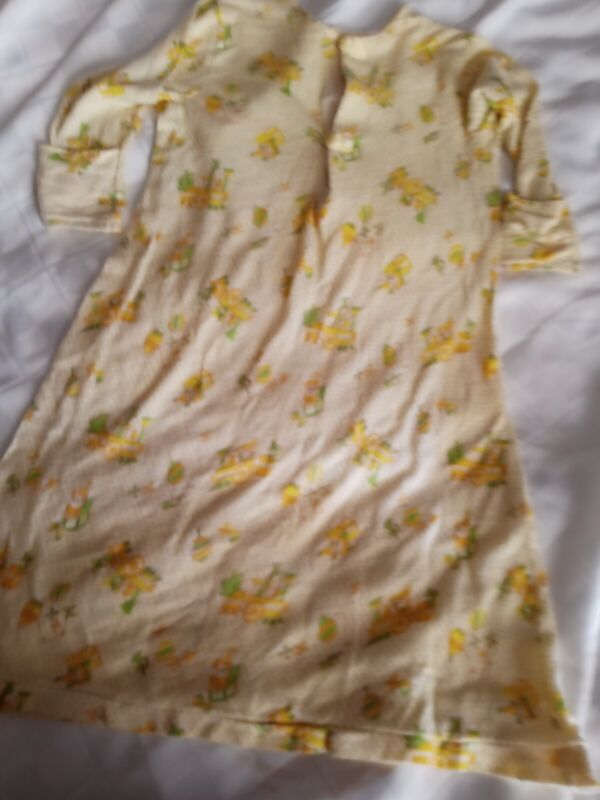 Vintage Unbranded  Infant Baby Gown Layette Snap-Easy nighty.Yellow , tops train