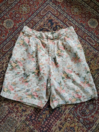 Vintage Bushwacker Floral Shorts Linen Cotton Blend 14 USA