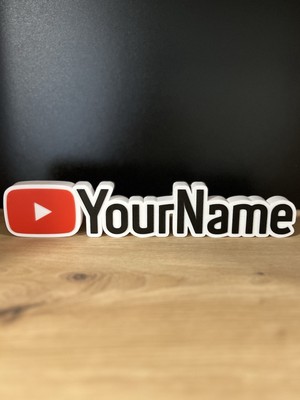 3D Custom YouTube Plaque – Personalized Name for YouTubers – Shelf Decor