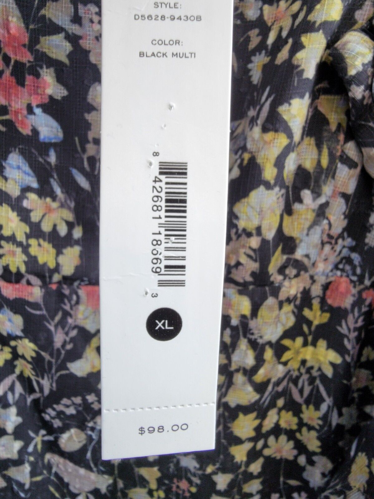 AQUA Floral Print Ruffled Midi Dress Women's XL Black Multi Square Neck Side Zip - Picture 14 of 14