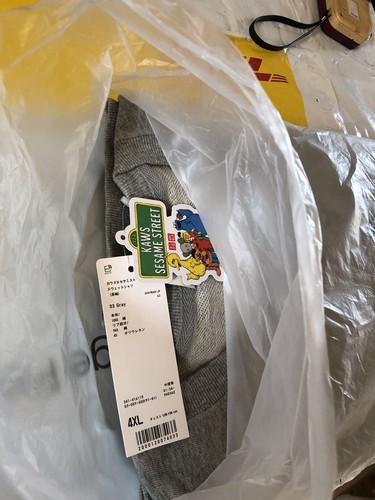 Pre-owned Uniqlo Kaws Summer  Sesame Street Sweatshirts Tokyo First 4xl(asia)=3xl(us,eu) In Gray