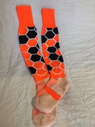 Soccer Ball Socks Neon Orange Over The Calf Otc Large