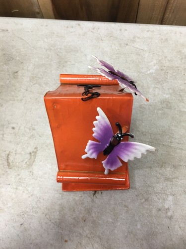 Orange Metal Birdhouse