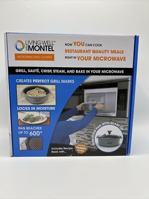 Living Well with Montel Microwave Grill Cooker New *Please Read *