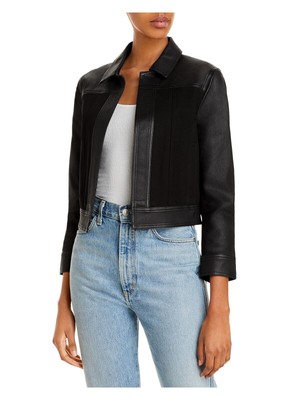 

THEORY Женская черная куртка с открытым передним карманом и острым воротником, Черный, K0700104