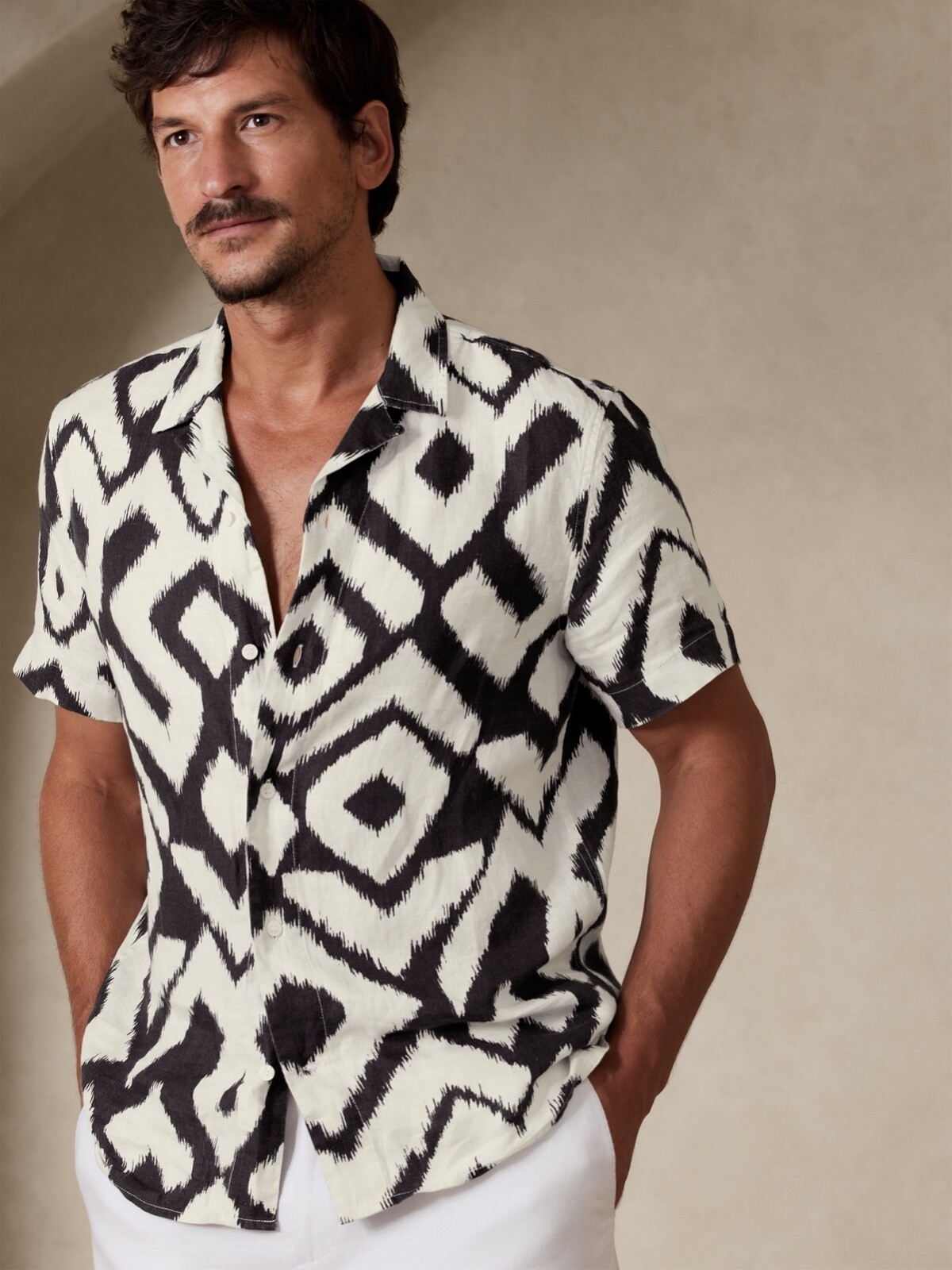 

Льняная рубашка Resort Banana Republic Mateo , большая, высокая  | Икат #624830 НОВЫЙ, Multicolor