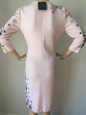 Pre-owned St John Knt St John Knit Evening Dress Sz 4 Porcelain Pink & Black Santana Wool Rayon