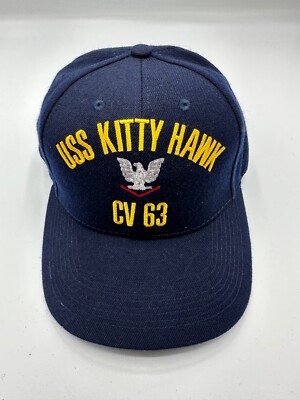 New The Corps USS Kitty Hawk CV 63 Logo Blue Baseball Cap Hat One Size