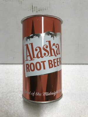 Vintage Tin Soda Flat Top Can Alaska Root Beer -Open Top- Factory Unfilled