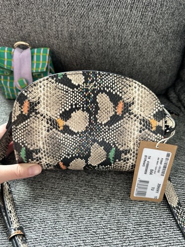 APC Snake Print Mini Demi Lune Pochette Leather Crossbody
