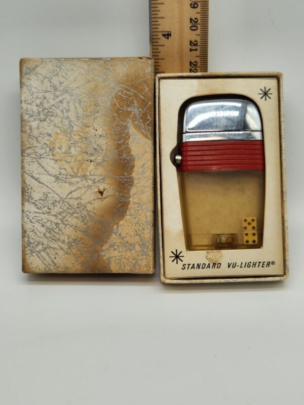 Vintage Used Scripto VU-Lighter with Dice Red Band in Box