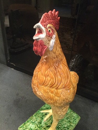 Large Life-Size Vintage Meiselman Handpainted Ceramic Rooster ~ Made in Portugal