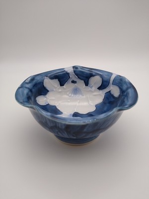 Fitz &Floyd Mizumine Porcelain Decorative 5'' Bowl Vntg Japan Peony Blue & White 
