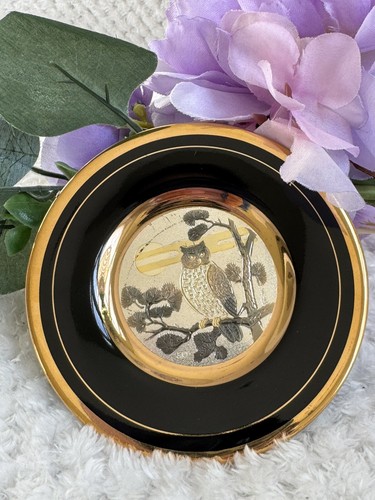 Vintage 1987 “The Art Of Chokin” 24K Gold Owl Plate Limited