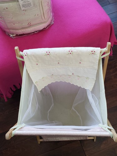 Vintage Boutique KidsLine Olivia Baby Clothing Hamper Soft Pink Sage Green Ivory