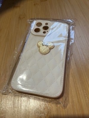 IPHONE 13 PRO MAX CASE COVER MICKEY MINNIE MOUSE BIEGE CREAM GOLD 3D JEWEL NIB
